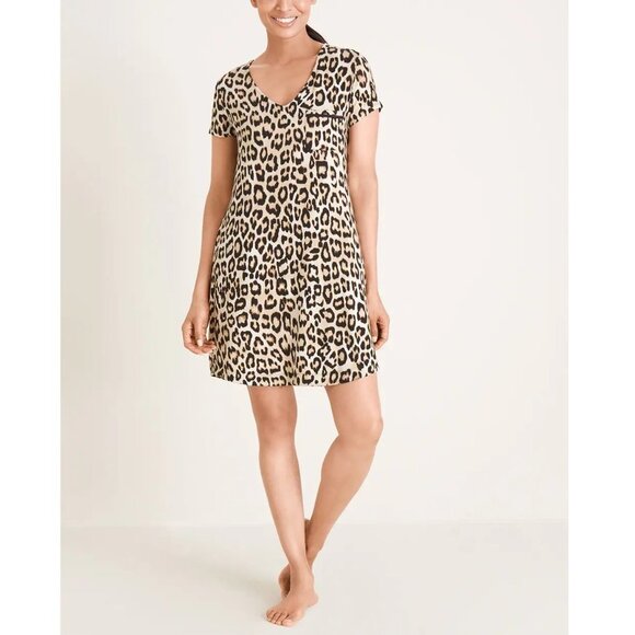 Soma Rayon Leopard Print Short Sleeve V Neck Midi Summer Dress P6350 - Picture 1 of 8